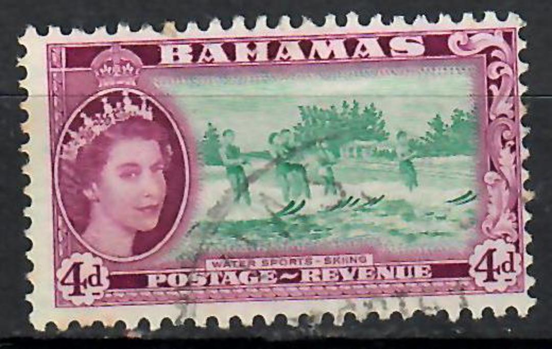 BAHAMAS 1954 Elizabeth 2nd Definitive 4d Turquoise-Blue and Deep Reddish Purple. Nice postmark. Centred east. Perfs good. - 7081 image 0
