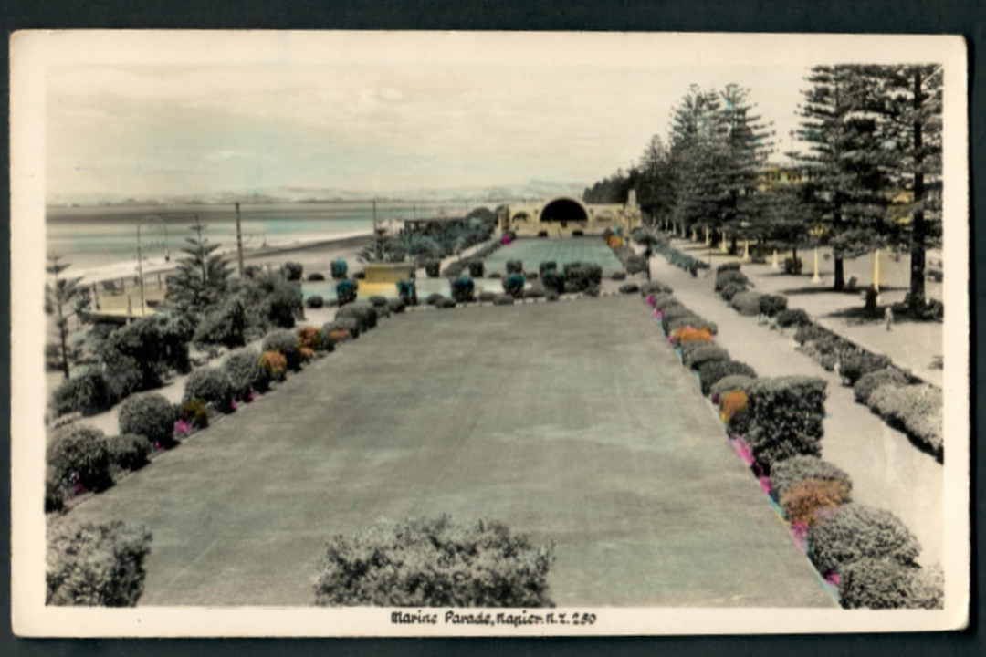Tinted Postcard by  A B Hurst & Son of  Marine Parade Napier. - 47936 - Postcard image 0