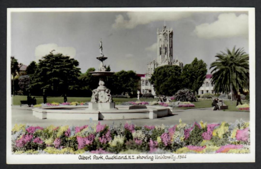 Coloured Real Photograph by A B Hurst & Son of Albert Park and University Auckland. - 45353 - Postcard image 0