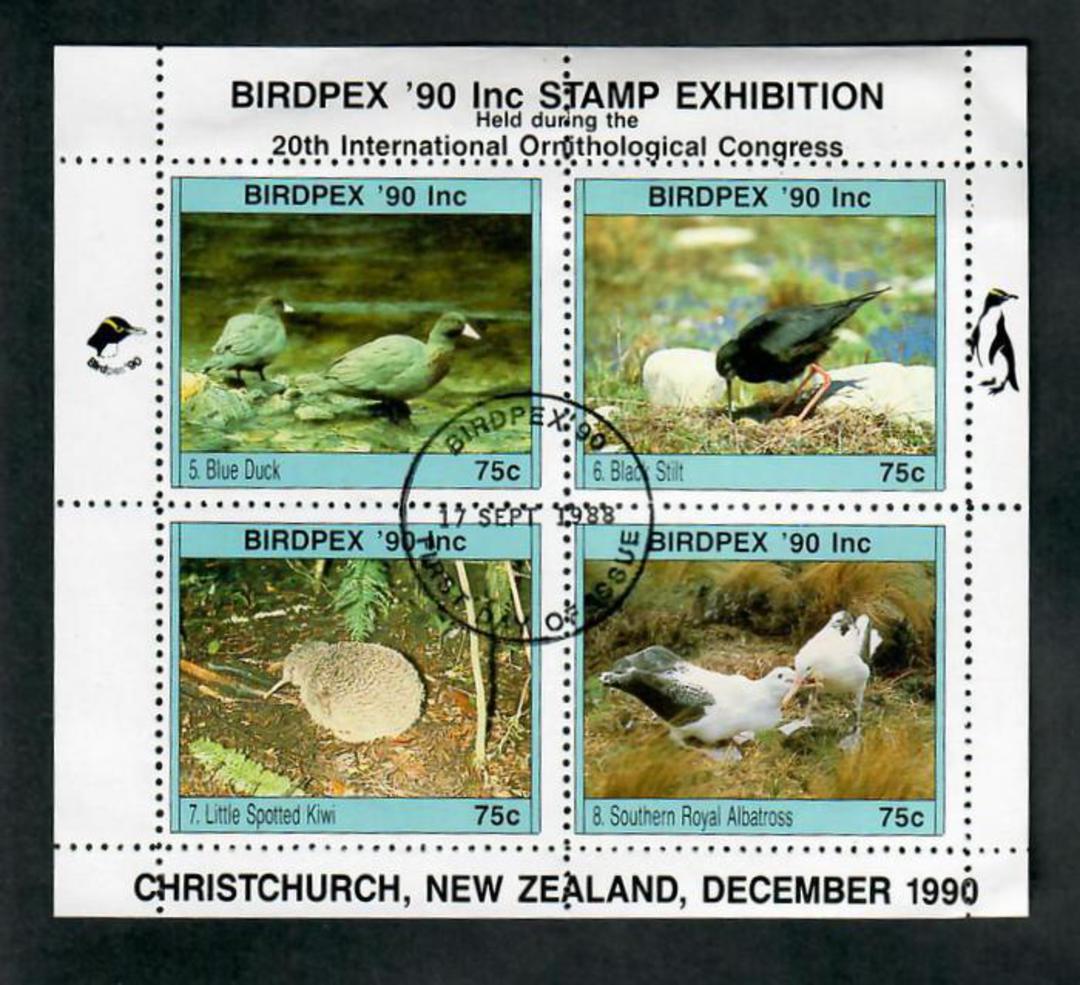 NEW ZEALAND 1990 Birdpex '90 International Stamp Exhibition miniature sheet 5-8. - 21676 - VFU image 0