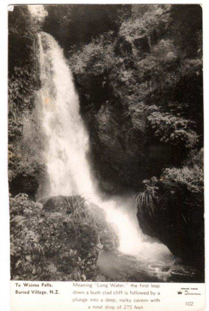 Real Photograph by Dawson of Wairoa Falls Buried Village. - 46010 - Postcard image 0