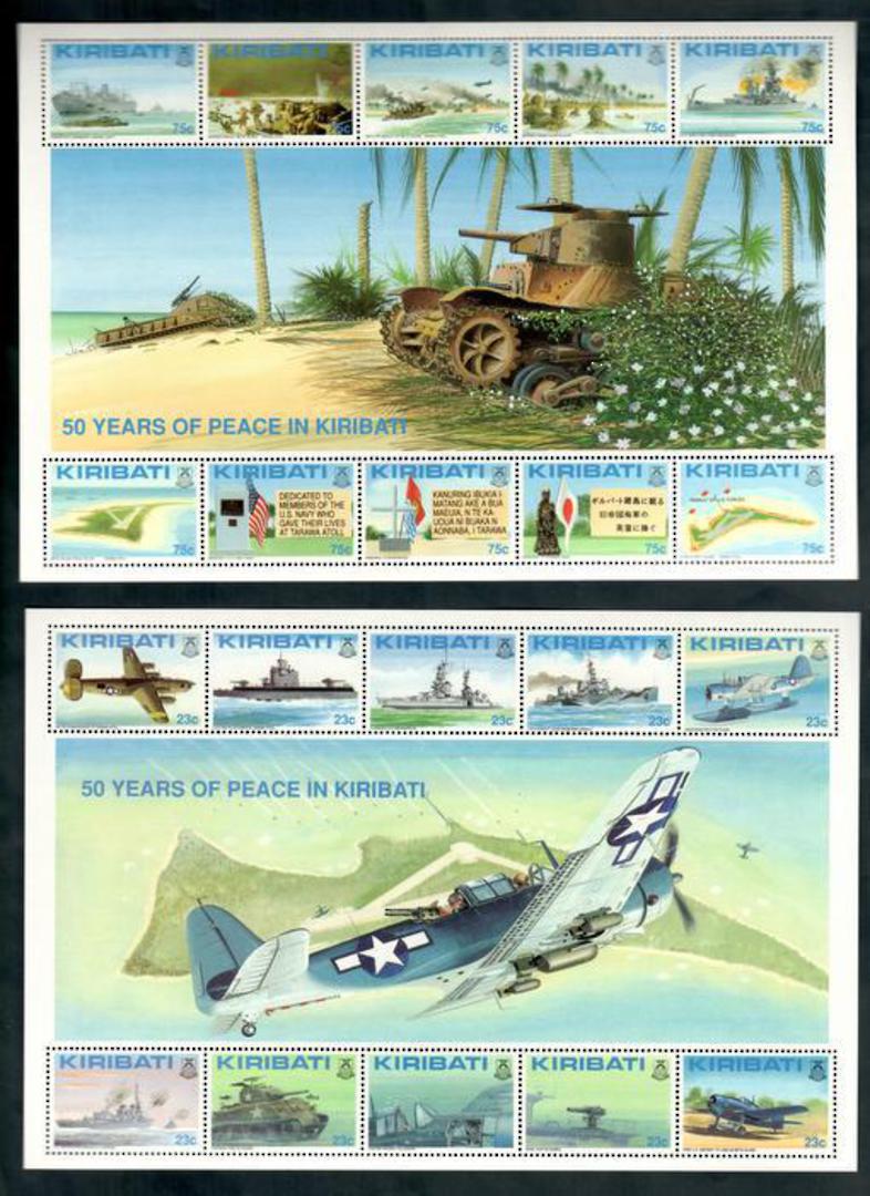 KIRIBATI 1993 50th New Zealand Battle of Tarawa. Two sheetlets of 10 in each. Complete. - 52125 - UHM image 0
