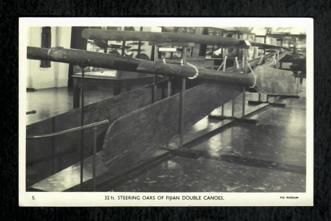 FIJI Real Photograph of 32ft Steering Oars of Double Canoe. Museum display. - 243875 - Postcard image 0