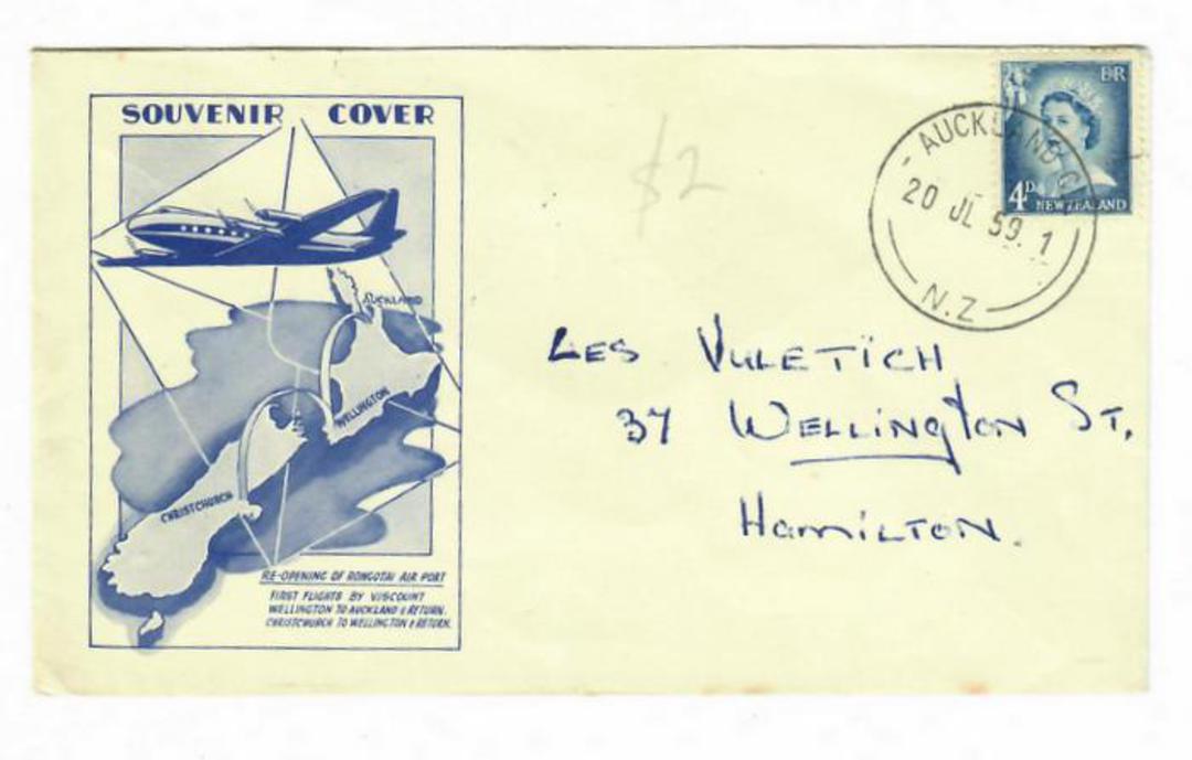 NEW ZEALAND 1959 Cover Re-Opening of Rongotai Airport. Wellington to Auckland and Wellington to Christchurch and return. - 31045 image 0