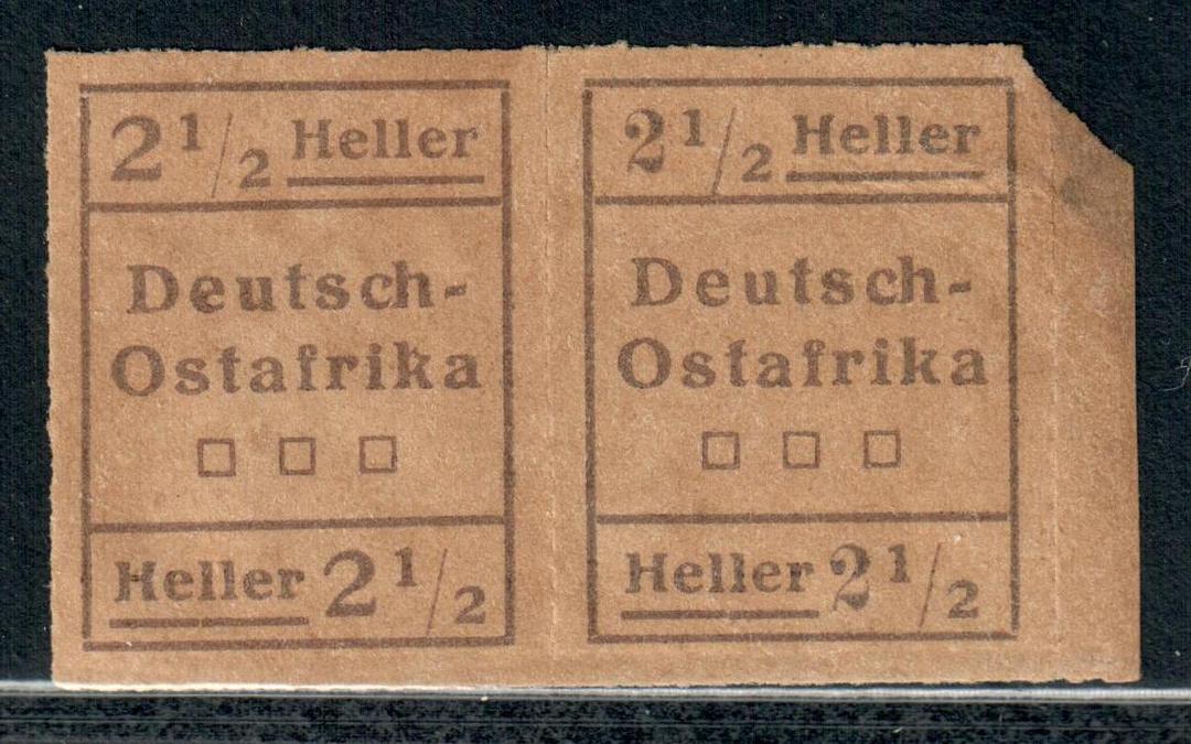 GERMAN EAST AFRICA 1916 Typo at Wuga 2½ hellerTypes 1and 2 pair. Refer note in SG. - 71509 - Used image 0