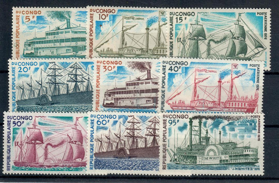 People's Republic of CONGO 1976 Airs Ships. Set of 9. - 20968 - UHM image 0