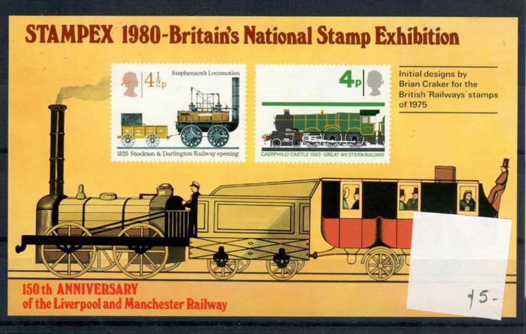 GREAT BRITAIN 1980 Stampex miniature sheet featuring Trains. - 20393 - UHM image 0