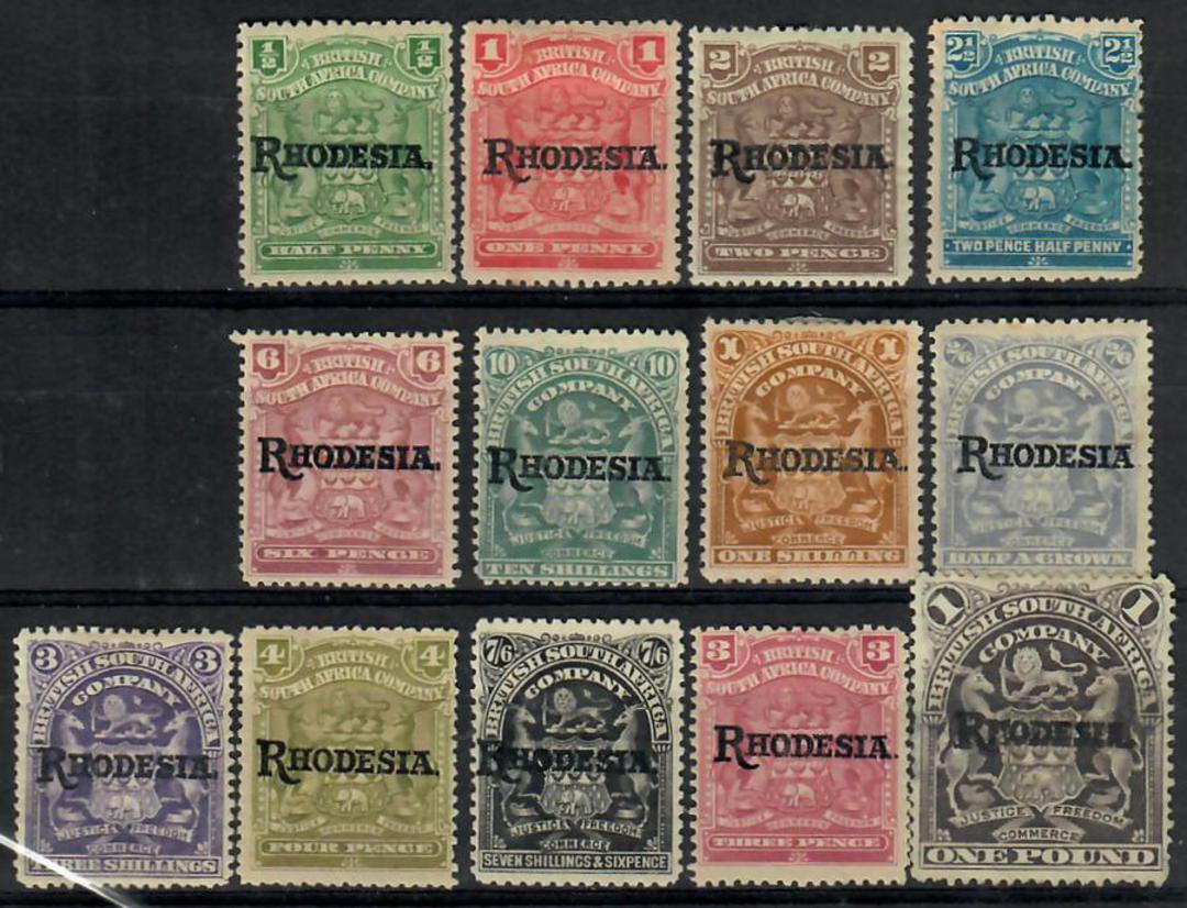 RHODESIA 1909 Definitives Overprints. Set of 13 to the GBp1 excluding the 5/- - 23119 - Mint image 0