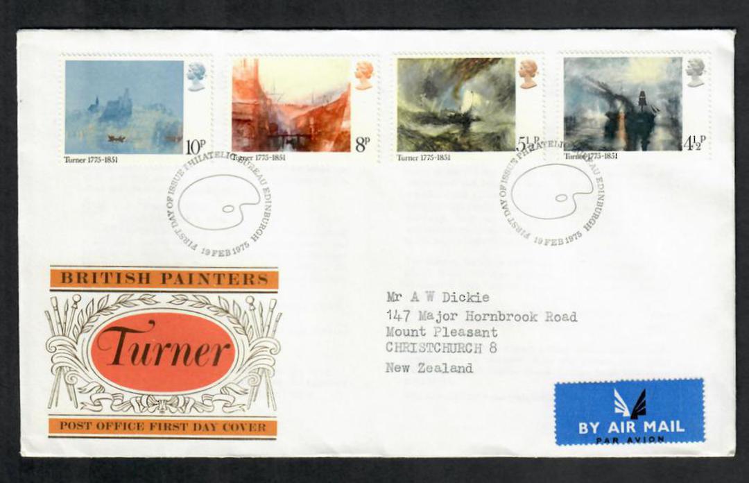 GREAT BRITAIN 1975 Birth Bicentenary of J M W Turner. Set of 4 on first day cover. - 531717 - FDC image 0