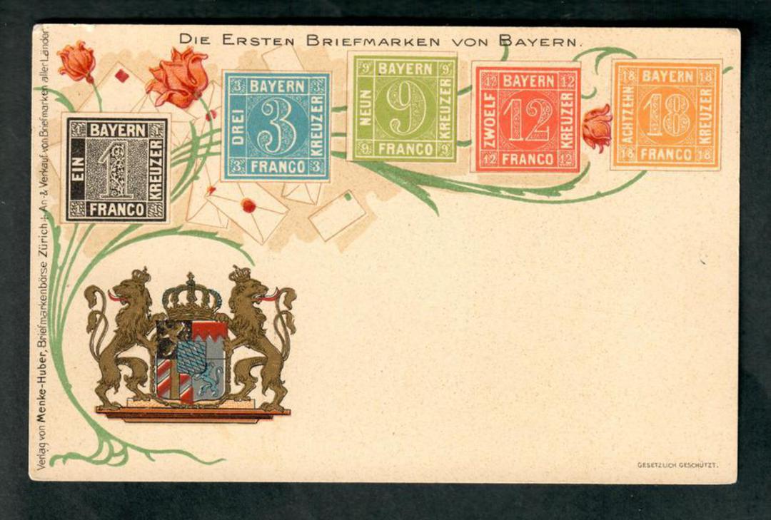 BAVARIA Coloured postcard featuring the stamps of Bavaria. - 42102 - Postcard image 0