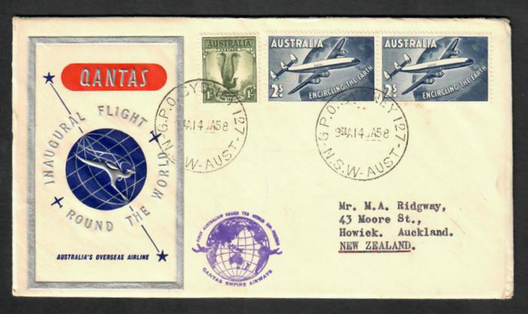 AUSTRALIA 1958 1953 Qantas Inaugural Round the World Flight. - 32281 - PostalHist image 0