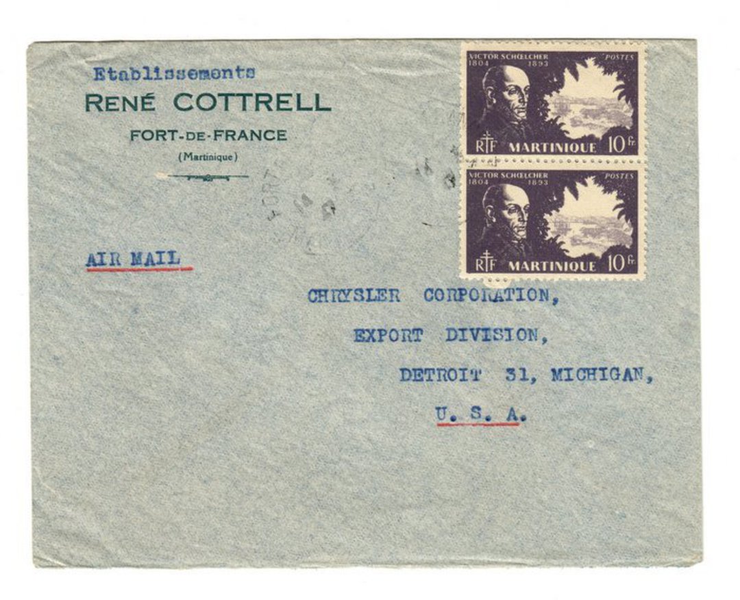 MARTINIQUE 194? Airmail Letter from Fort de France to USA. - 37805 - PostalHist image 0