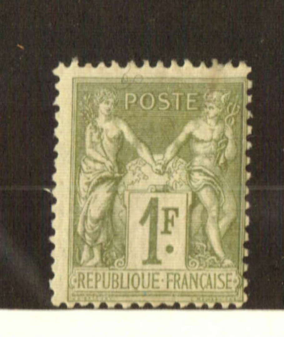FRANCE 1876 Definitive 1fr Olive-Green. - 74537 - LHM image 0