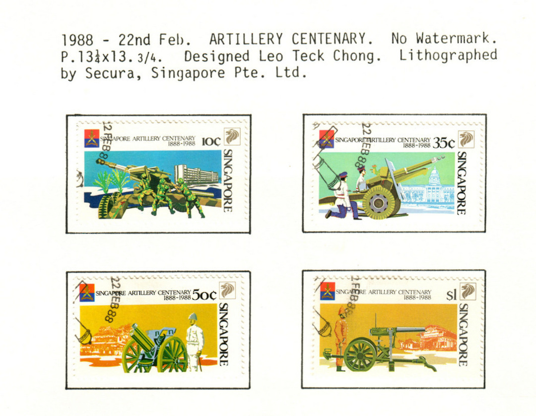 SINGAPORE 1988 Centenary of the Singapore Artillery. Set of 4. - 59658 - VFU image 0