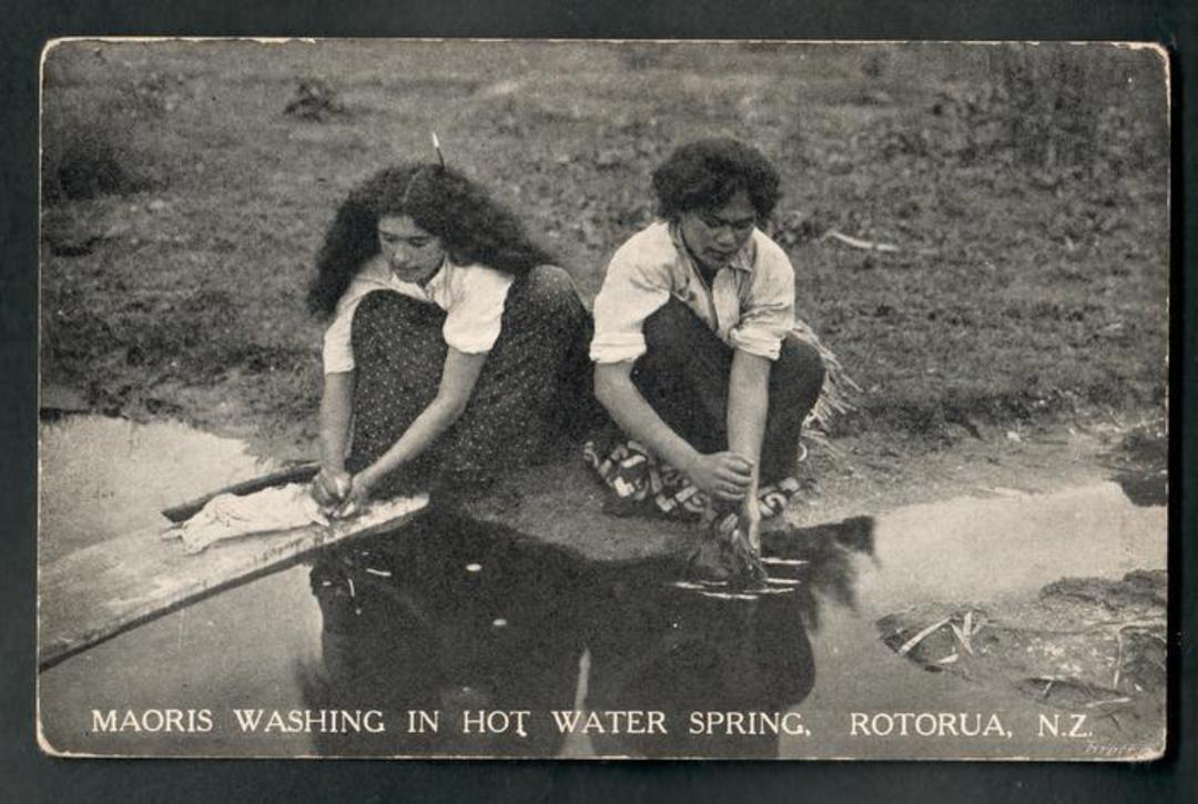 Real Photograph by Marsh. Maoris Washing in Hot Water Spring. - 49636 - Postcard image 0