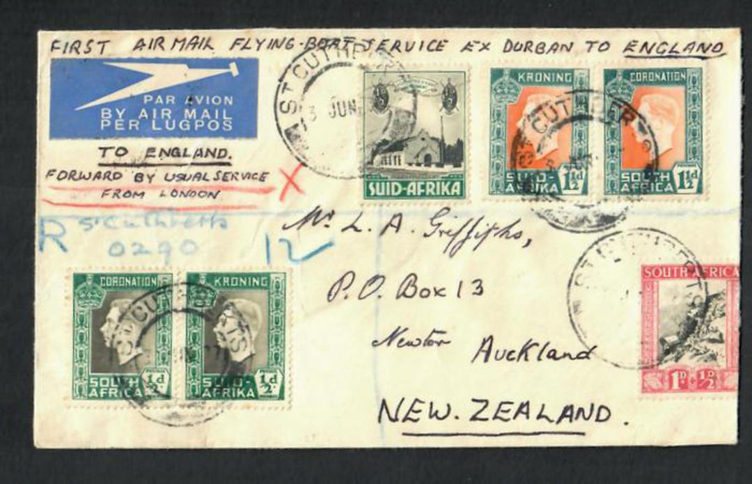SOUTH AFRICA 1937 First Airmail Flying Boat Service from Durban to England. - 30851 - PostalHist image 0