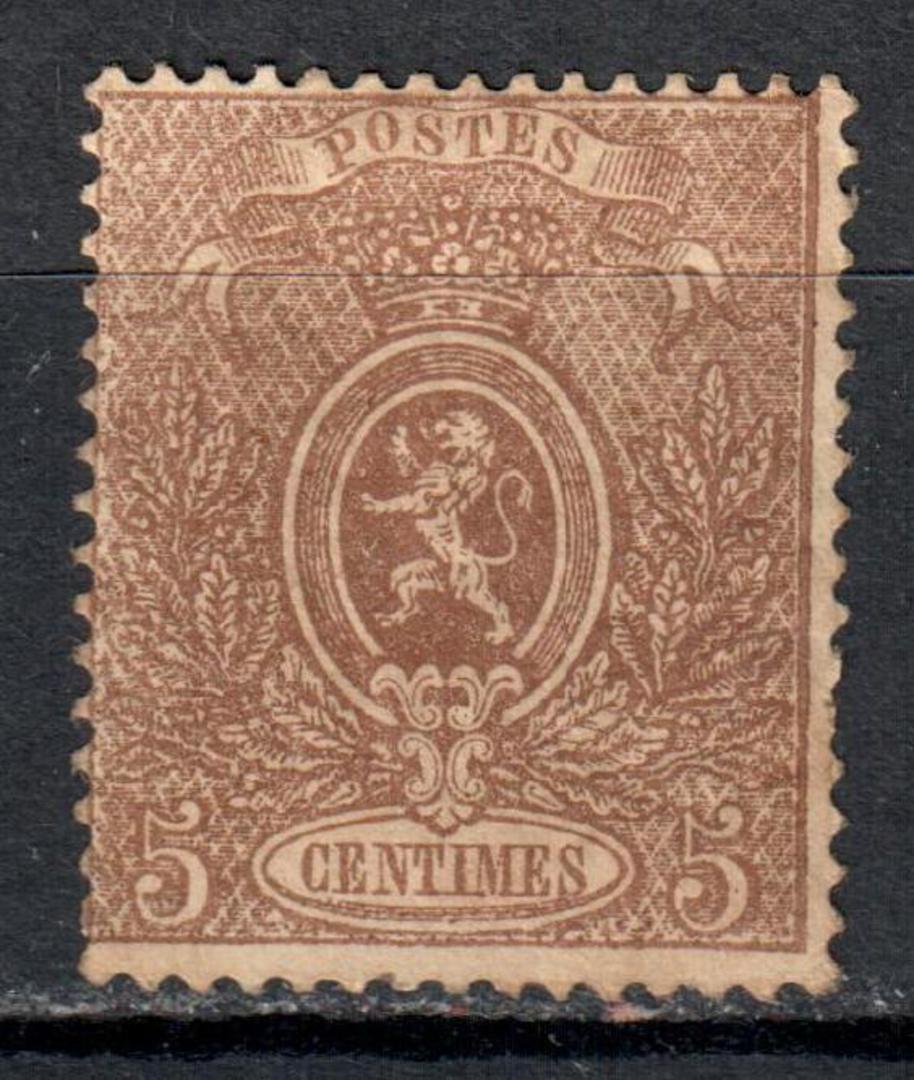 BELGIUM 1866 Definitive 5c Brown. Perf 15.  Very fine from the front but gum disturbance. - 72592 - Mint image 0