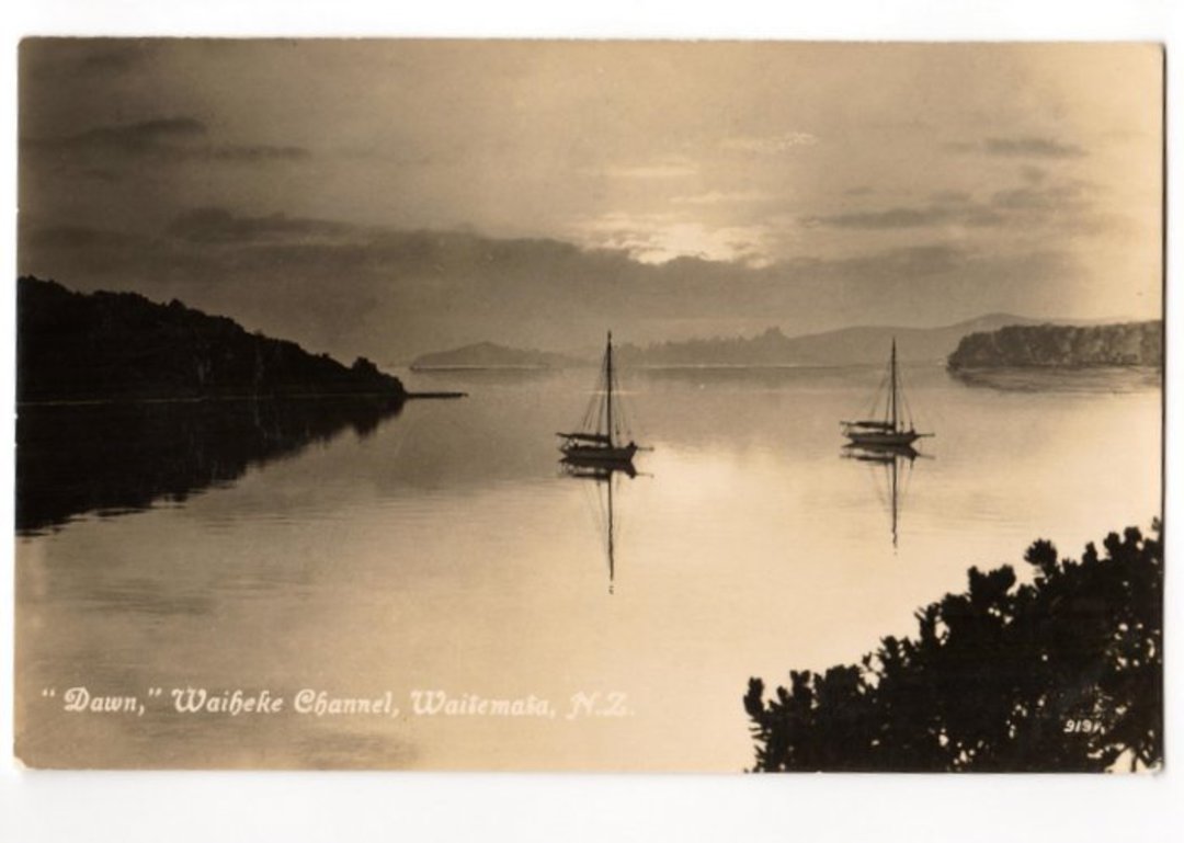 Real Photograph of Waiheke Channel at Dawn. - 45104 - Postcard image 0