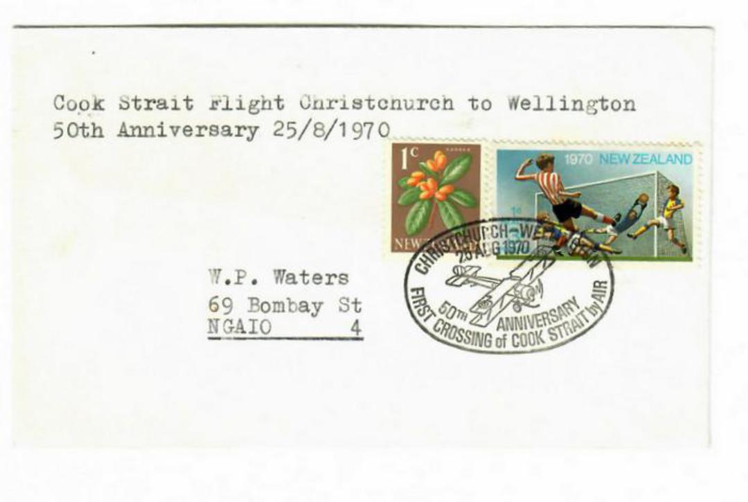 NEW ZEALAND 1970 50th Anniversary of the First Air Crossing of Cook Strait. Christchurch to Wellington. Special Postmark. - 3104 image 0