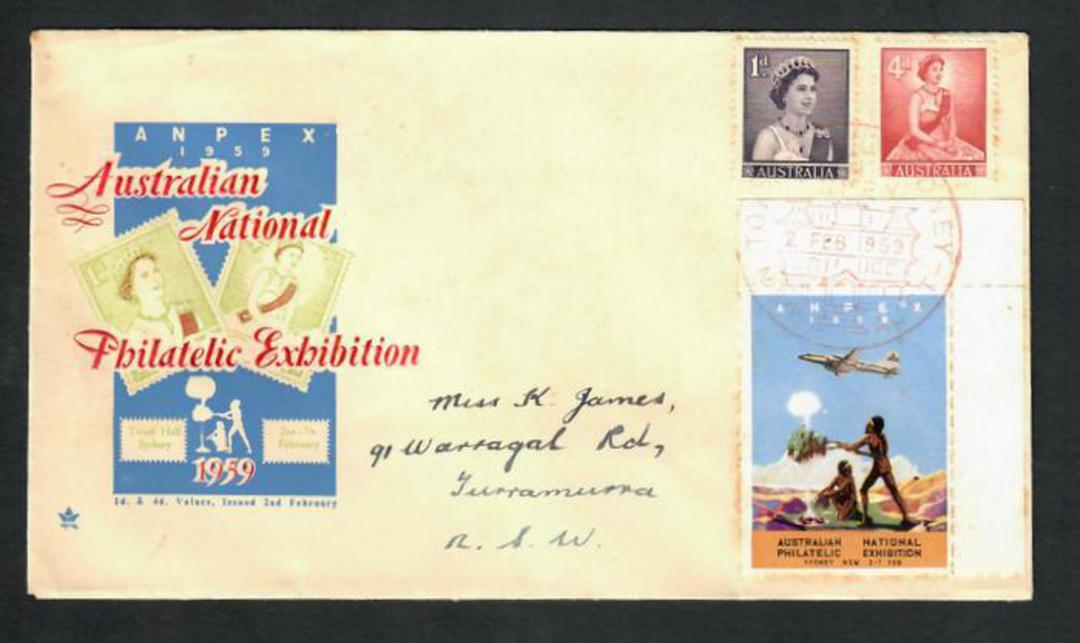 AUSTRALIA 1959 International Stamp Exhibition. Cover with cinderella tied. - 32251 - PostalHist image 0
