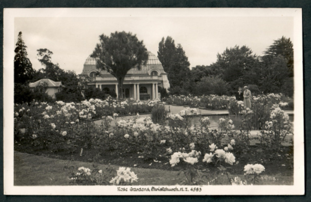 Real Photograph by A B Hurst & Son of Rose Gardens Christchurch. - 48392 - Postcard image 0