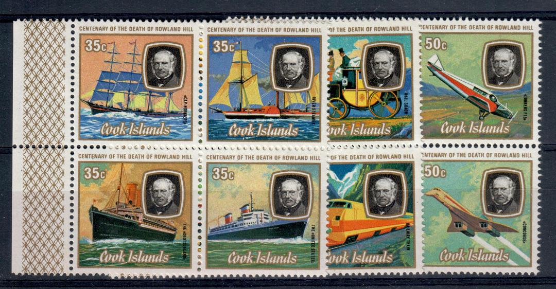 COOK ISLANDS 1979 Centenary of the Death of Sir Rowland Hill. Set of 12 in blocks of 4. Scott 514-525 $US 4.60. - 21075 - UHM image 0