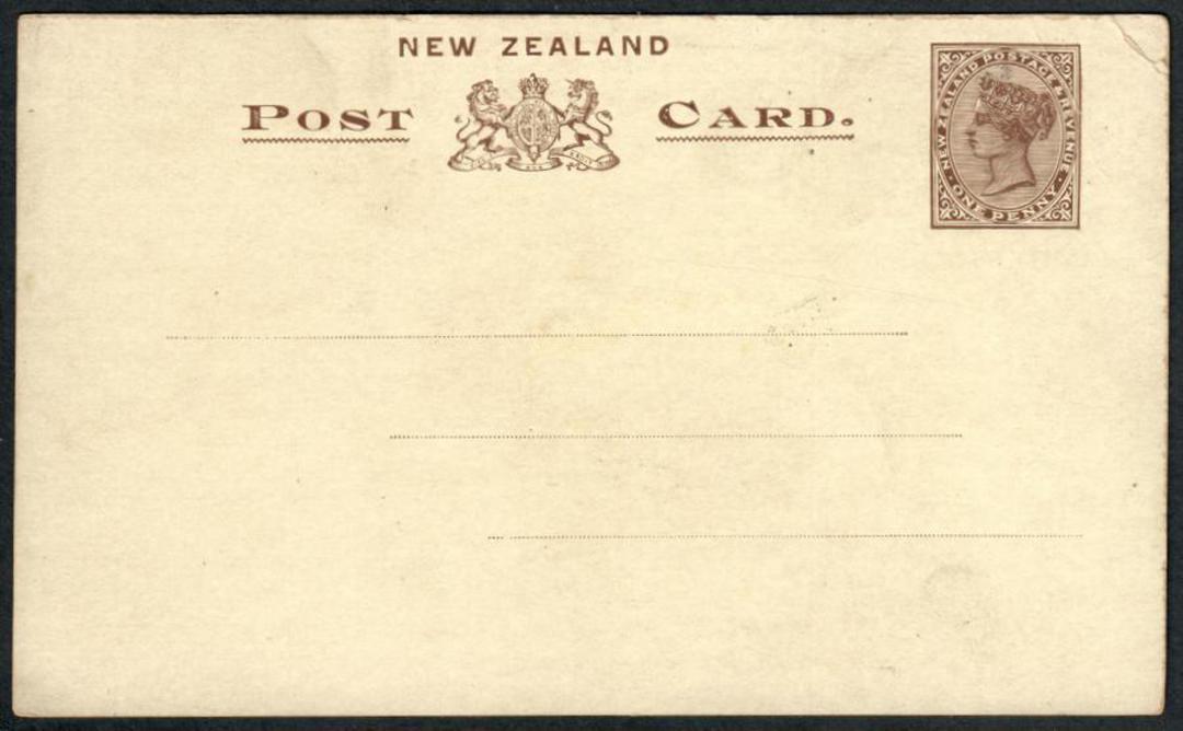 NEW ZEALAND 1897 Victoria 1st Postal Stationery Postcard 1d Brown with coloured view of Mt Cook Pohutu Geyser Otira Gorge and Mt image 0
