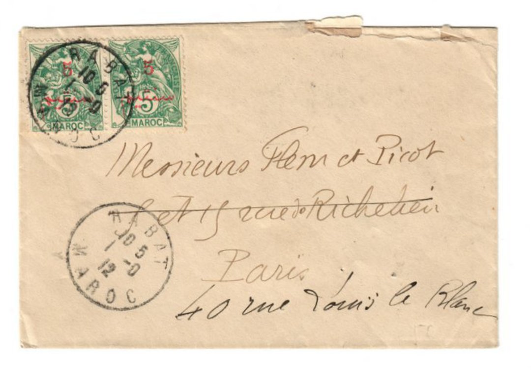 FRENCH MOROCCO 1912 Letter from Rabat to Paris. - 37713 - PostalHist image 0