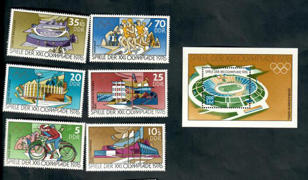 EAST GERMANY 1976 Olympics. Set of 6 and miniature sheet. - 52108 - UHM image 0