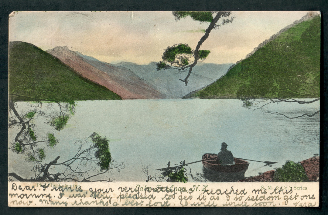Early Undivided Coloured Postcard by Valentine of Lake Te Anau. - 49368 - Postcard image 0