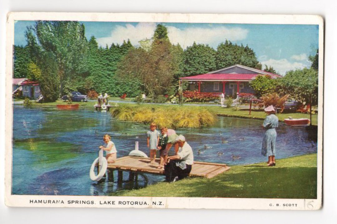 Coloured postcard by G B Scott of Hamurana Springs. - 45940 - Postcard image 0