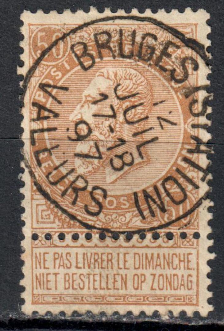 BELGIUM 1893 50c Yellow-Brown. Nice postmark. - 71251 - Used image 0