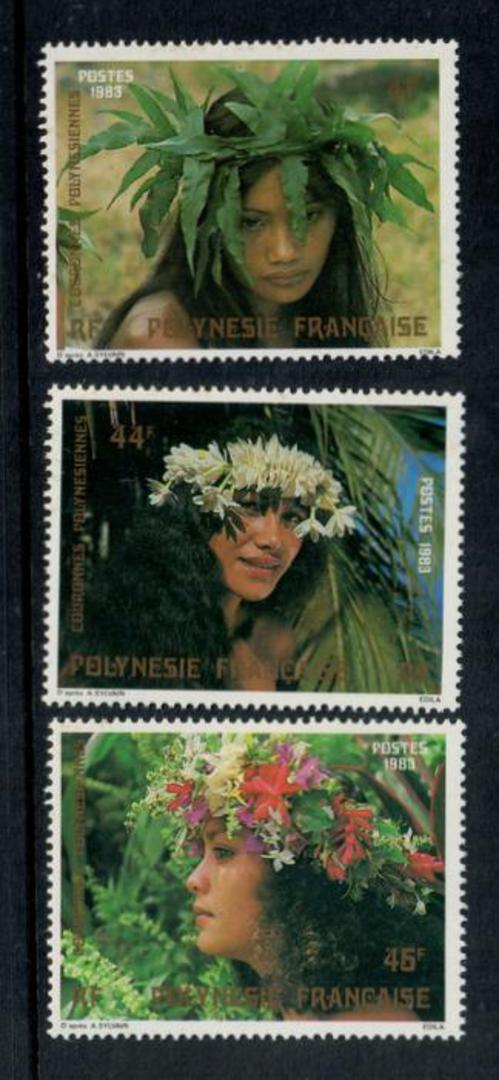 FRENCH POLYNESIA 1983 Floral Headdresses. First series. Set of 3. - 50673 - UHM image 0