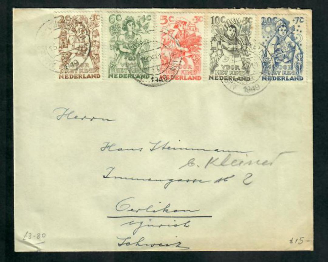 NETHERLANDS 1949 Cover to Switzerland with the 1949 Child welfare set complete. - 31282 - PostalHist image 0