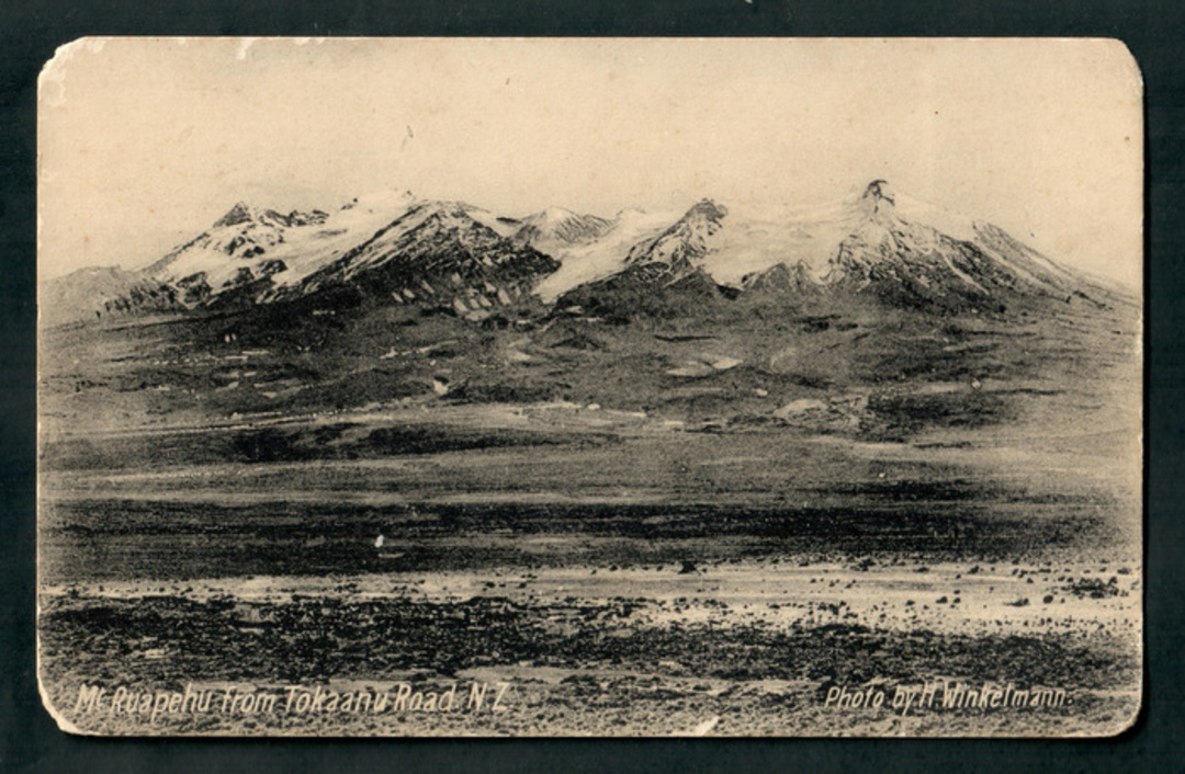 Postcard by H Winkleman of Mt Ruapehu from the Tokaanu Road (the Desert Road). Rounded edges. - 46809 - Postcard image 0