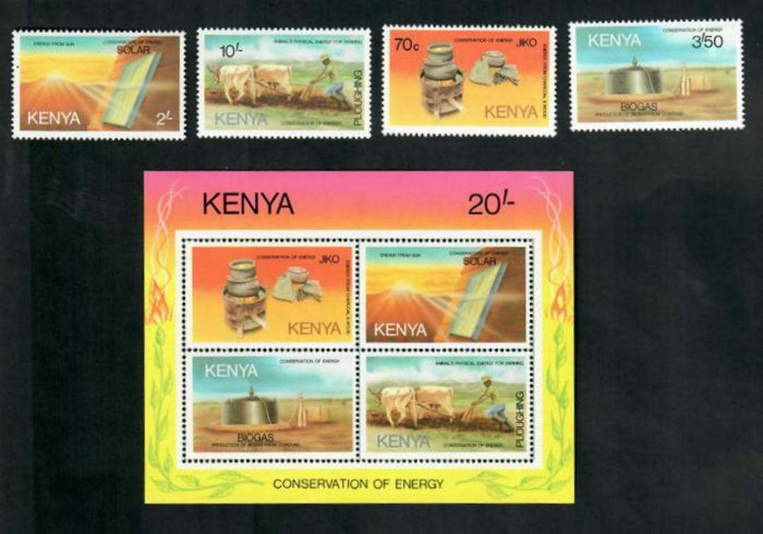 KENYA 1985 Energy Conservation. Set of 4 and miniature sheet. - 51116 - UHM image 0