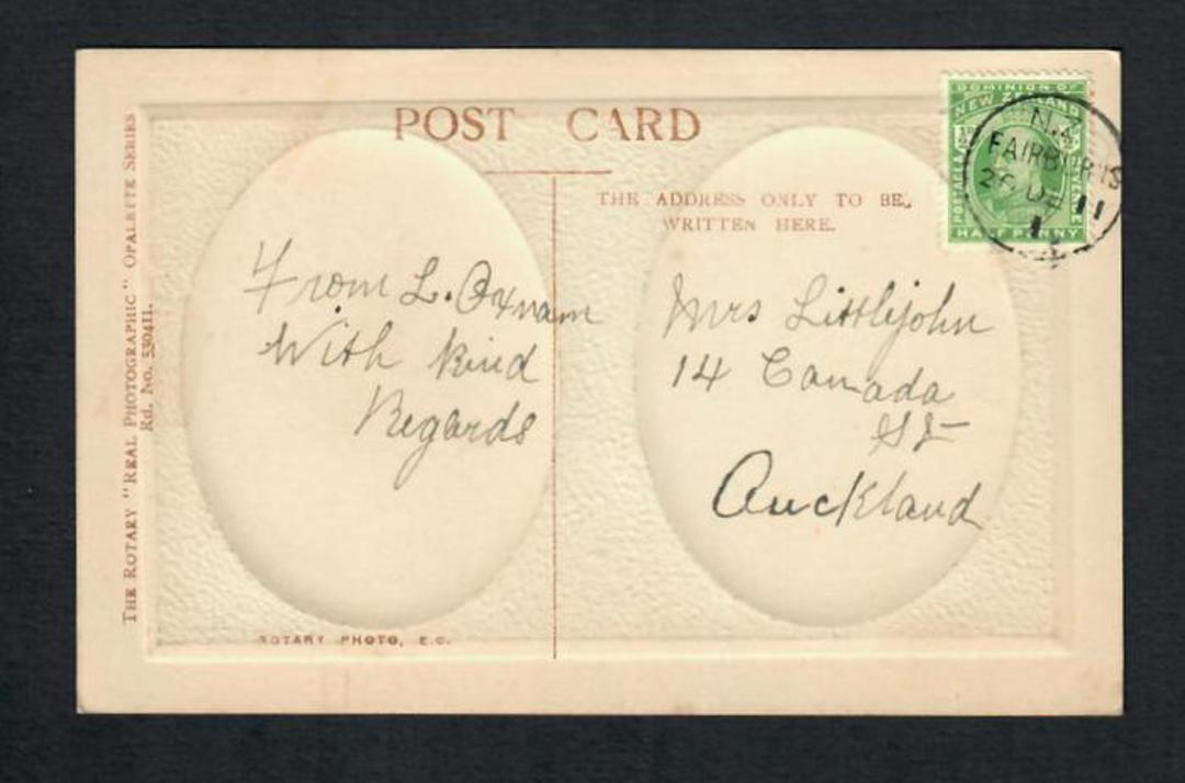 NEW ZEALAND Postmark Whangarei  FAIRBURNS. A Class cancel on 1911 postcard. Almost full strke. Full name strike. - 31506 - Postm image 0