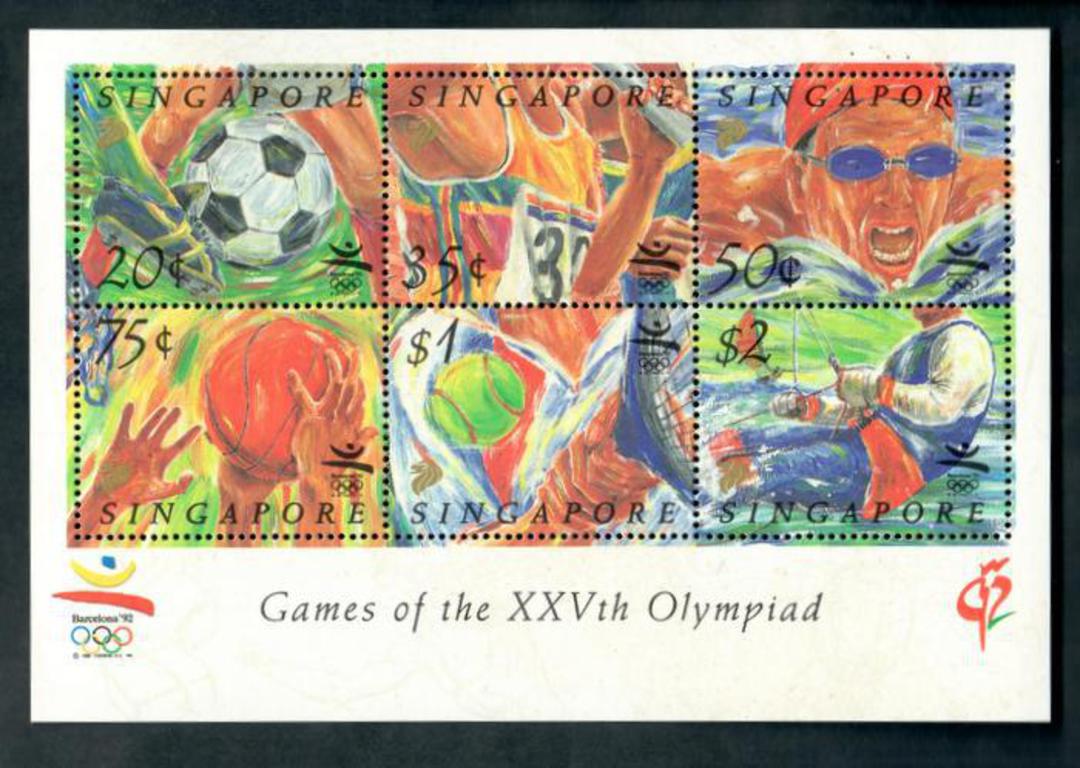 SINGAPORE 1992 Olympics. Set of 6 and miniature sheet. - 50341 - UHM image 0