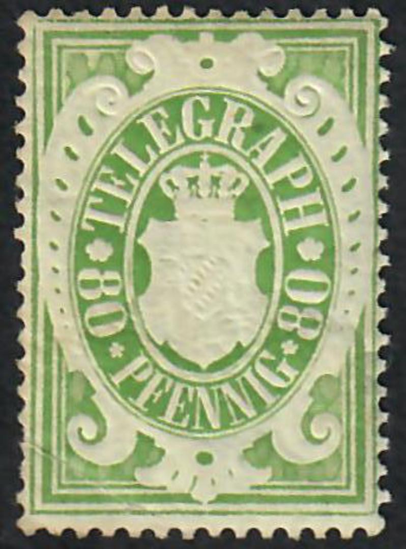 BAVARIA Telegraph Stamp 80pf Green. Superb condition. Never hinged. - 75688 - UHM image 0