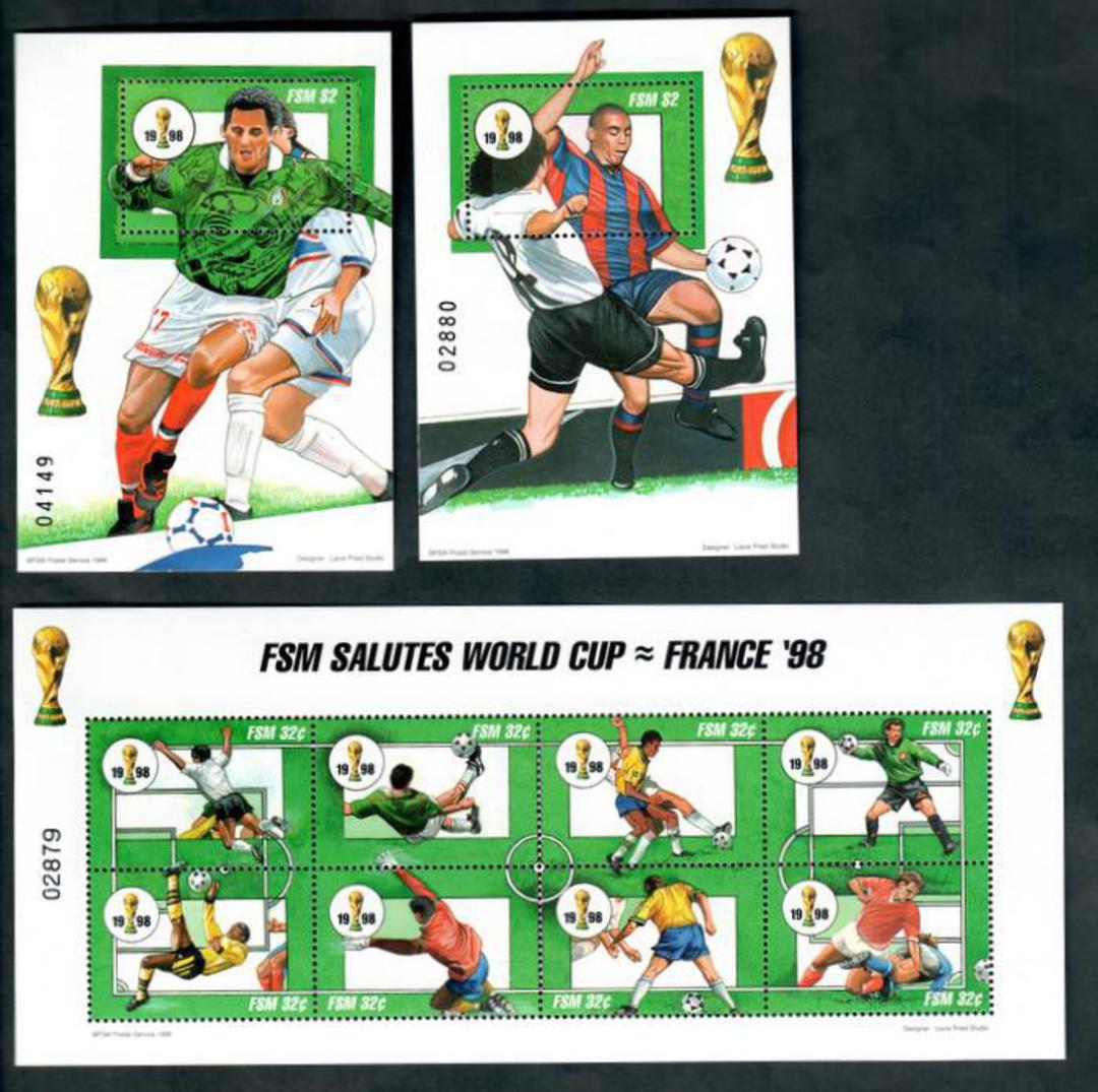 MICRONESIA 1998 Soccer. Three miniature sheets issued for World Cup 1998. - 50315 - UHM image 0