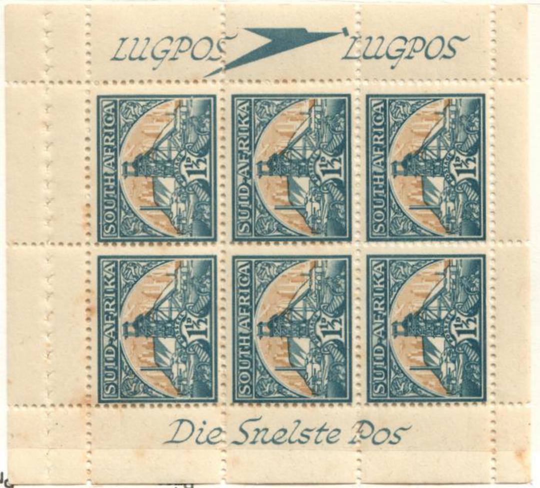 SOUTH AFRICA 1941 Definitive 1½d Blue-Green and Yellow-Buff. Booklet Pane. - 20790 - UHM image 0