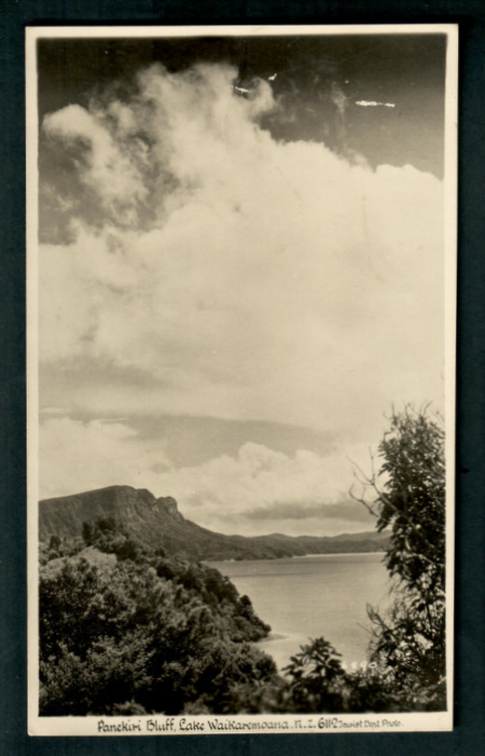 Real Photograph by A B Hurst & Son of Panekuri Bluff Lake Waikaremoana. - 48206 - Postcard image 0