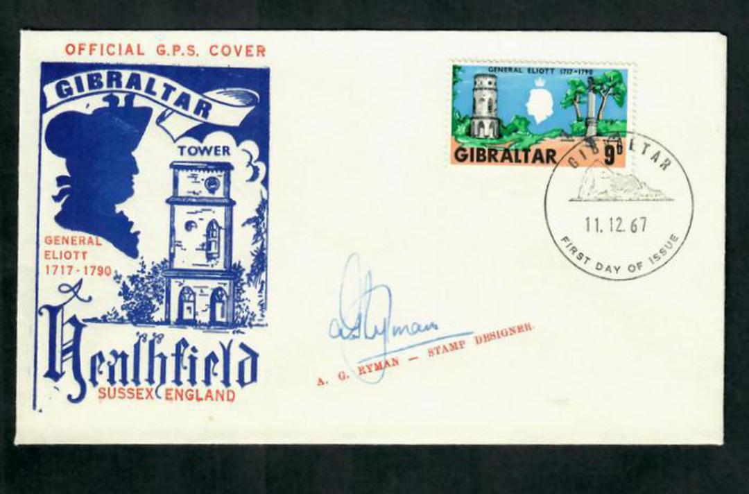 GIBRALTAR 1967 250th Anniversary of the Birth of General Elliot 9d on first day cover 11/12/1967. - 31631 - FDC image 0