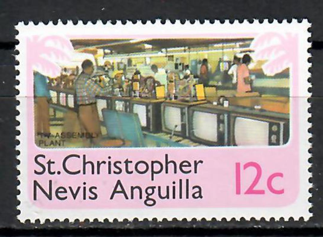 ST KITTS NEVIS ANGUILLA 1978 Definitive 12c TV Assembly Plant. Watermark inverted. - 70983 - UHM image 0