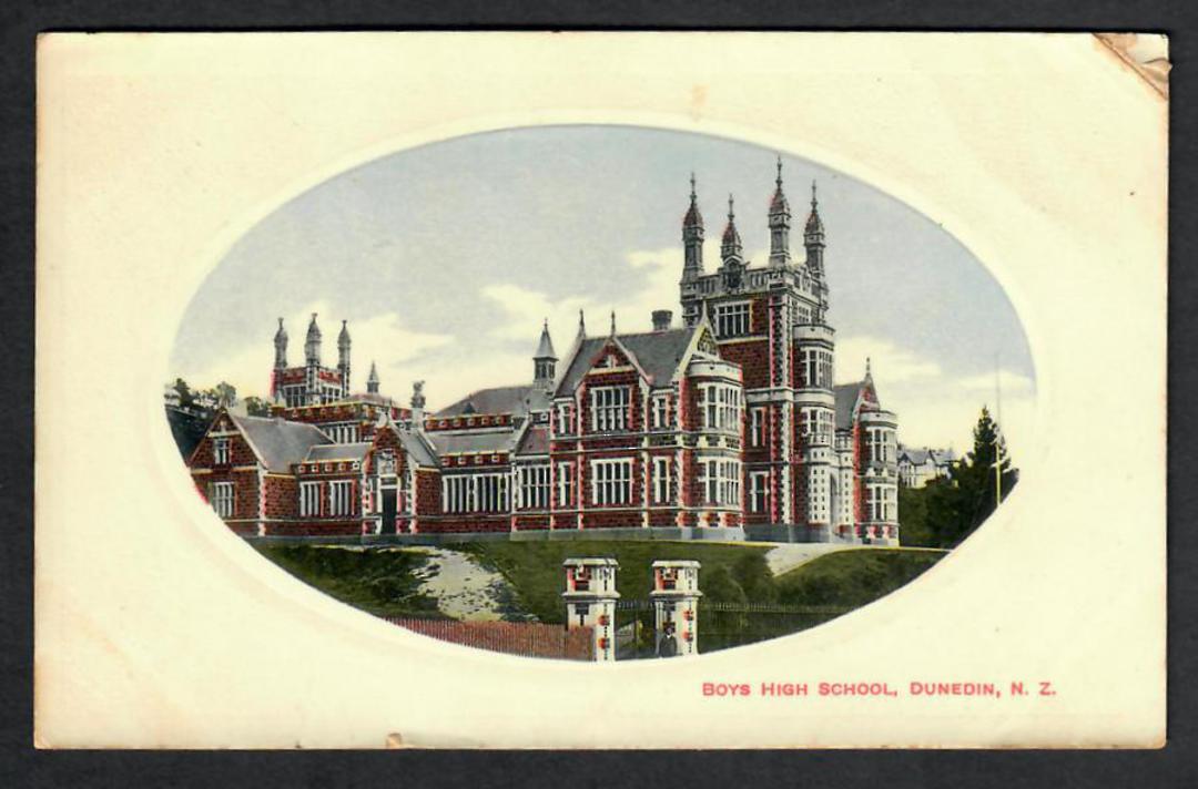 Coloured Postcard of Boys' High School Dunedin. - 49161 - Postcard image 0