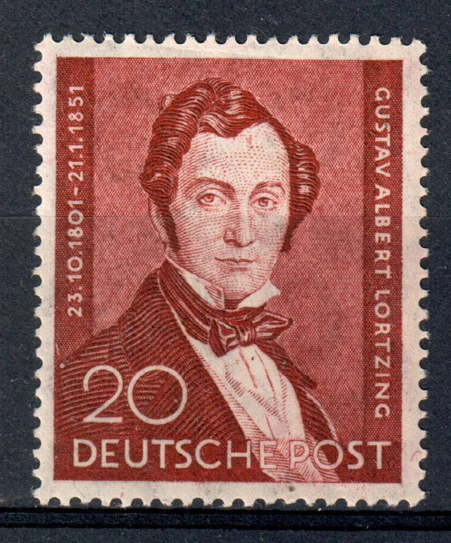 WEST BERLIN 1951 Centenary of the Death of Lortzing 20pf Brown-Lake. Lightly hinged. - 76047 - LHM image 0