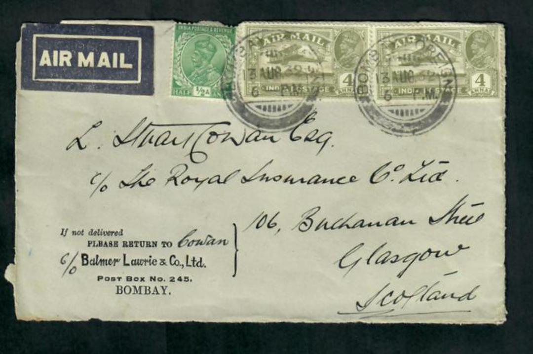 INDIA 1932 Airmail Commercial Front to Scotland. - 31687 - PostalHist image 0