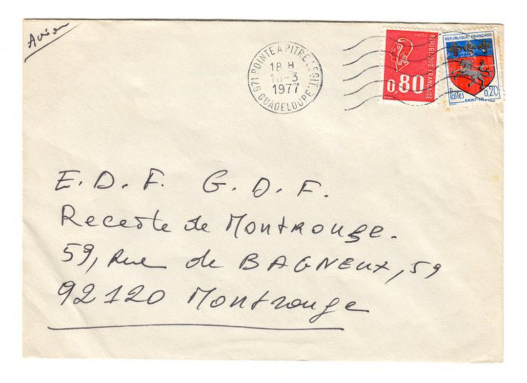 GUADELOUPE 1977 Airmail Letter from Pointe a Pitre to Paris. - 37614 - PostalHist image 0
