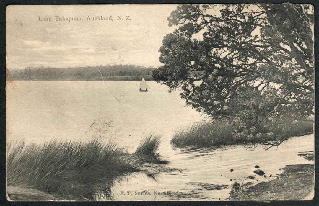 LAKE TAKAPUNA Postcard. Adhesion on the reverse but A class canels of OPIO (#6) and NIGHTCAPS (#4). - 45072 - Postcard image 0