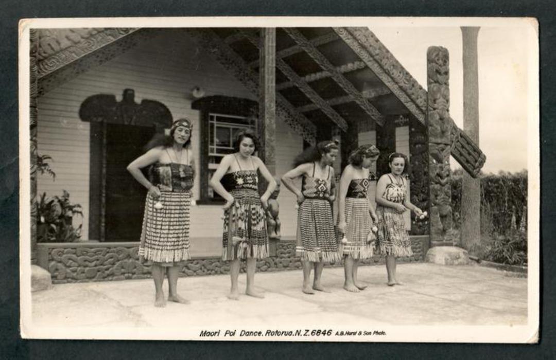 Real Photograph by A B Hurst & Son of Maori Poi Dance Rotorua. - 49553 - Postcard image 0